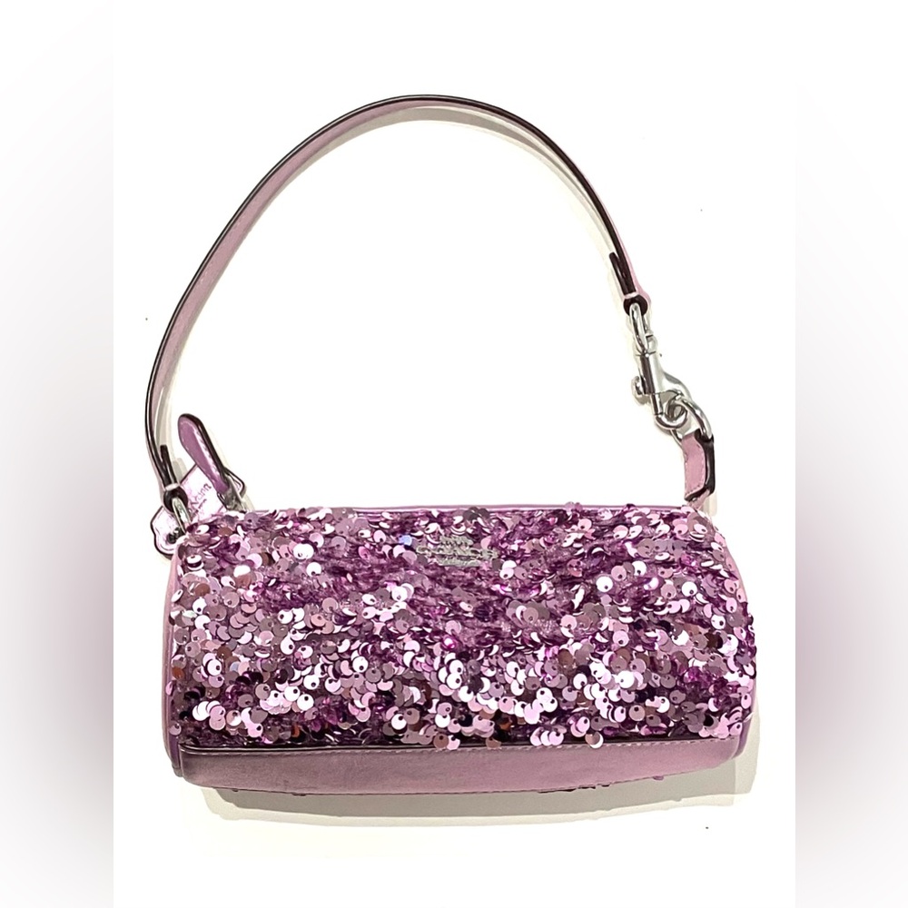 Coach Nolita Sequin Lilac Pink Mini Barrel Bag